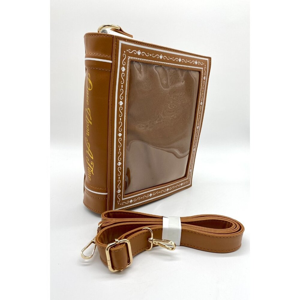 Vegan Leather Sheila Wolf Designs Tan Mahogany Story Book Shoulder Bag Purse